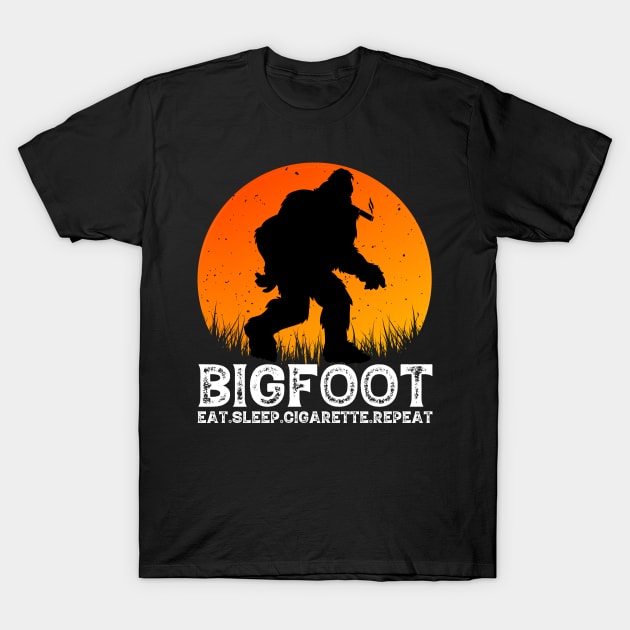 Bigfoot Eat Sleep Cigarette Repeat T-Shirt by ARTGUMY